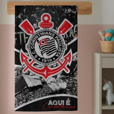 Imagem de Toalha Banho Infantil Menino Estampa Time Timão Algodão Macio E Divert