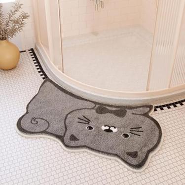 Imagem de Tapete De Banho Curvo De Microfibra Tapete De Chuveiro De Canto Tapete De Banheiro Lavável Tapete De Chuveiro Quadrante Almofadas De Pé Curvas Em Forma De Leque T, Grey, 40x75CM(17.7x29.5IN)