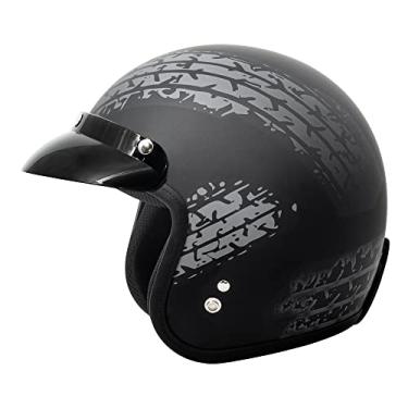 Imagem de VCAN Capacete De Motocicleta Aberto V85C 3/4, Aprovado Pela Dot (Sola Preta Fosca, Tamanho Médio)