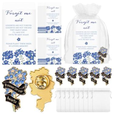 Imagem de Misdary 50 conjuntos de broches de simpatia para celebração da vida com pacotes de sementes memoriais a granel para convidados, Multicor, 1.38 x 1.1 inches