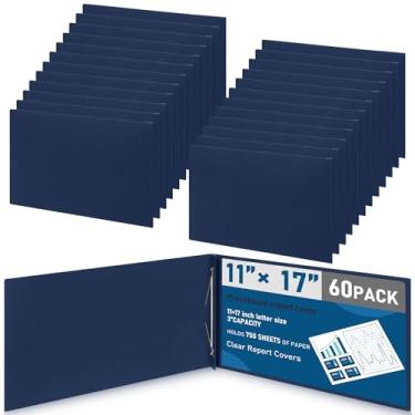Imagem de Resurhang 60 peças 28 x 43 cm capa de relatório de prancheta, pasta de apresentação de 7,6 cm com capacidade de 7,6 cm com fixador de papel de metal para encadernar relatórios, propostas, transcrições