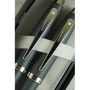 Imagem de Sheaffer 100 cinza acetinado fosco com caneta de níquel e conjunto de lápis de 0,7 mm. Conjunto mecânico muito sólido e responsivo. Um ótimo presente para qualquer pessoa.
