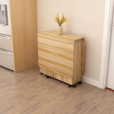 Imagem de Mesa De Jantar Dobrável, Mesa De Jantar Dobrável Sem Montagem Com Compartimento De Armazenamento, Mesa Dobrável Com Economia De Espaço Para Churrasco De Festa Na Praia, B, 120×60×77cm