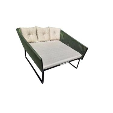 Imagem de Chase Orbital Quadrada Poltrona em Corda Náutica e Alumínio - Tecido Linhão Bege