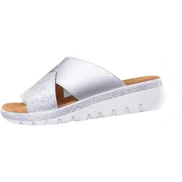 Imagem de Sandálias Ortopédicas Para Correção De Dedão Do Pé, Com Suporte Para Arco, Mulheres, O Verão, Endireitar Os Dedos, Caminhada Casual(Silver,42 EU)