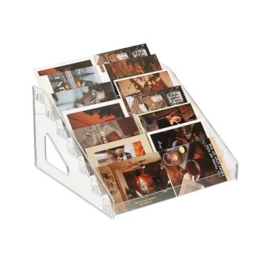 Imagem de PATIKIL Suporte de exibição de cartão de acrílico de 7 camadas, organizador de porta-cartões postais portátil, visor versátil para cartões colecionáveis de beisebol, adesivos PSA, carimbo, cinza