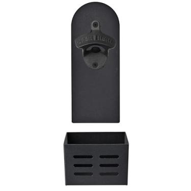 Imagem de Jumiok Abridor de garrafa magnético e apanhador de tampa montado na parede Conjunto de abridor de cerveja magnético para amantes de cerveja