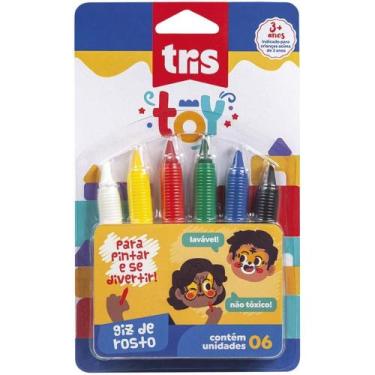 Imagem de Giz de Cera Jumbo TRIS TOY para Rosto Apagável Blister com 14 Cores - 