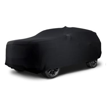 Imagem de CarCovers: Capa de carro interna de cetim preto para SUVs grandes - Tamanho CS11 - Capa externa completa para proteção contra sujeira e poeira, feita com material ultramacio - Acessórios automotivos