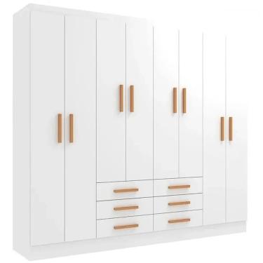Imagem de Guarda Roupa New Paris Casal 8 Portas 6 Gavetas Demobile Cor Branco