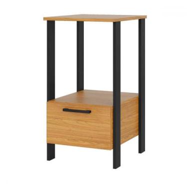 Imagem de Mesa de Canto Industrial 1 Gaveta 100% Mdf F39 Freijó/Preto Fosco - Pr