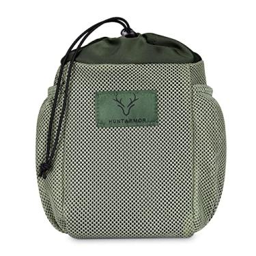 Imagem de LUCKY CLOVER Bolsas de sela de caça: bolsas de malha HUNTARMOR com fecho de cordão, fixa-se facilmente ao selim de caça, acessórios de sela de árvore, acessórios de sela de árvore de rede