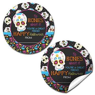 Imagem de Crânio de açúcar Dia dos Mortos, Dia de Los Muertos Great Friend Halloween Thank You Sticker Labels, 40 adesivos de círculo de festa de 5 cm da AmandaCreation, ótimo para lembrancinhas de festa, selos