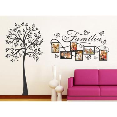 Imagem de Adesivo Decorativo de Arvore floral e Porta Retratos Família - Gaudesi