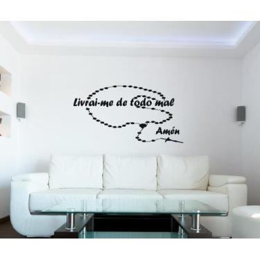 Imagem de Adesivo Decorativo Frases Livrai-me de Todo Mal amém com terço - Gaude