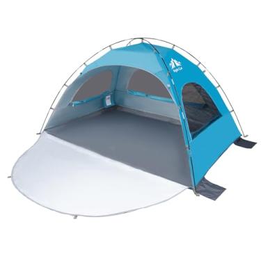 Imagem de Night Cat Abrigo Portátil Da Máscara de Sol do Acampamento Da Barraca Da Praia para 2-4 Pessoas com Proteção Uv 3 Janelas de Malha Respirável Piso Estendido Da Barraca Fácil Configuração Ao Ar Livre