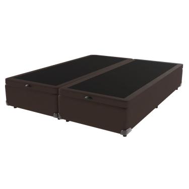 Imagem de Cama Box Com Baú Queen Bege De Madeira 158cm Kazamix Marrom