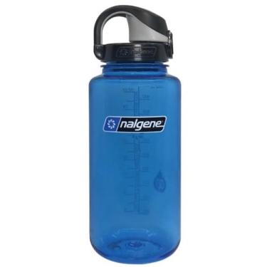 Imagem de Nalgene Garrafa de água Sustain Tritan livre de BPA na mosca feita com material derivado de 50% de resíduos de plástico (usando equilíbrio de massa certificado ISCC), 947 ml, azul ardósia com preto