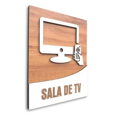 Imagem de Placa De Sinalização  Sala de TV - MDF 18x14cm - Victare