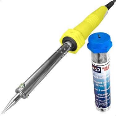 Imagem de Kit Profissional Ferro de Solda Elétrico 30w Ponta Fina 220v Com Estan