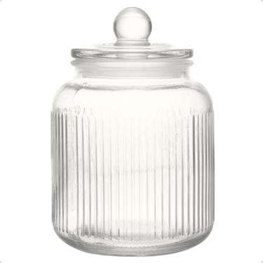 Imagem de Pote Vidro Hermético Transparente 1,3l Organizador Canelado