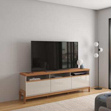 Imagem de Rack Para Tv Até 70 Polegadas 1 Porta E 2 Gavetas Elegance 1,83m Lukaliam Móveis Off White-jequitiba Off White-jequitiba
