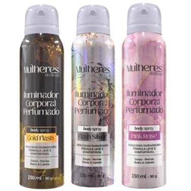 Imagem de Kit Iluminador Corporal Perfumado 1 Dourado 1 Prata 1 Pink 150Ml - Mul