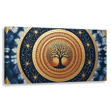 Imagem de Árvore da Vida Arte de Parede Impressão em Tela Símbolos Cósmicos para Sala de Estar Decoração Fotos Pintura 60x30cmx1