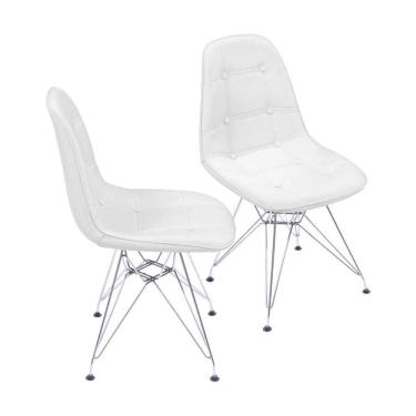 Imagem de Kit 2 Cadeiras Boxbit Dkr Base Cromada Branca