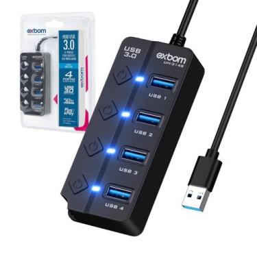 Imagem de Hub de Expansão USB 3.0 4 em 1 On e Off interruptor 4 portas - Exbom