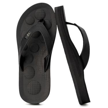 Imagem de QIGEGE Chinelo feminino confortável tapete de ioga sandálias antiderrapantes leves para caminhada, Suporte de arco preto, 40