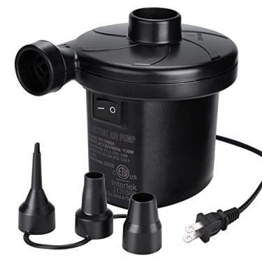 Imagem de CAMULAND Bomba de ar elétrica, bomba elétrica de 130 W para inflável com 3 bocais para colchão de ar, sofá inflável, boias de piscina, boia de piscina inflável, cama de barco