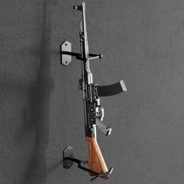 Imagem de BlackSmith Rack de arma de parede Suporte de espingarda Suporte de armazenamento de rifle de aço resistente com estofamento macio para uso interno para paredes, escritórios, portas traseiras e cabines