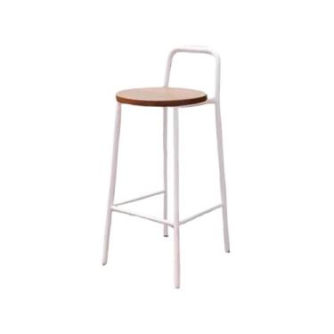 Imagem de ZzleoyuUUs-12 Cadeira de bar com encosto traseiro fácil de montar, para casa, restaurante, exterior, interior, ferro, madeira, branco, 65/75 cm (grande)