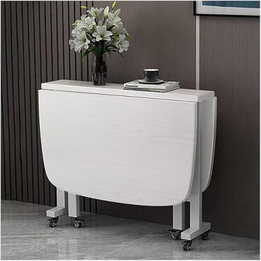 Imagem de Mesa De Jantar Dobrável Com Folha Suspensa, Mesa De Jantar Extensível De Madeira Com Roda Universal Mesa Multifuncional Economizadora De Espaço E Cadeiras Para, C (Black), 100CM/39.3 INCHES