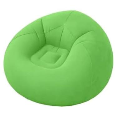 Imagem de Sofá Poltrona Puff Inflável Deluxe Aveludado Gigante - Impermeável, 100kg, Conforto Interno, Design Moderno e Portátil - Cor Verde