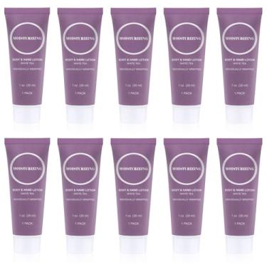 Imagem de Loção corporal tamanho viagem, loção cremosa para as mãos pequena, nutritiva extra seca para a pele embrulhada individualmente, mini frasco hidratante para chuveiro, artigos de higiene pessoal para