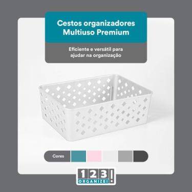 Imagem de Cesto Multiuso Organizador Premium Branco 123Organizei - 123 Organizei