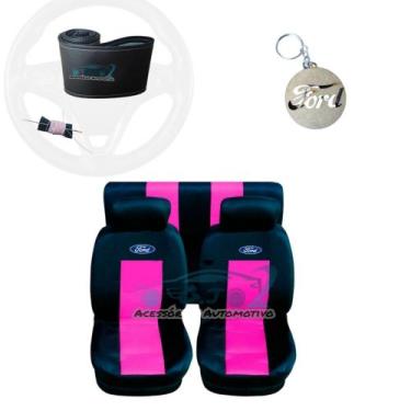Imagem de capa banco carro couro rosa+capa volante p focus 2000A09 - gj acessori