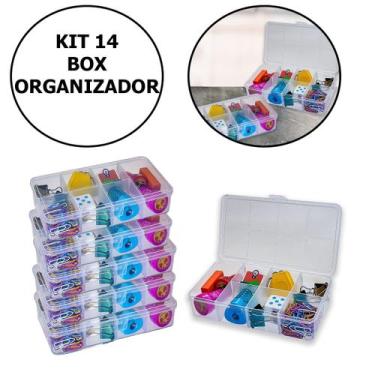 Imagem de Kit Com 14 Box Organizadores Tam P Transparente - Usual Utilidades