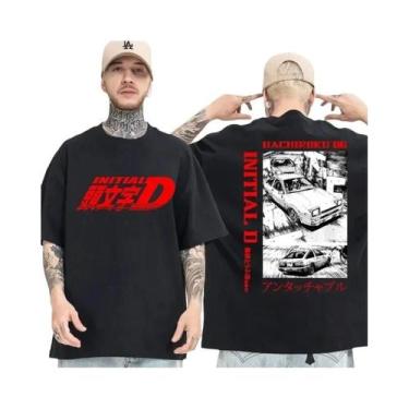 Imagem de Camiseta Unissex Dupla Face Anime Drift AE86 Initial D Com Gola Redond