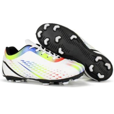 Imagem de Chuteira de Futebol Class Campo Trava Grama Costurada - Nomad, Branco,