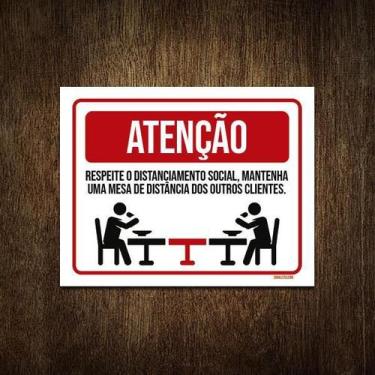 Imagem de Placa Higiene Distanciamento Social Restaurante 27X35 - Sinalizo.Com