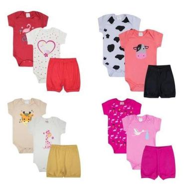 Imagem de Kit 12 Peças Infantis Chá de Bebê e Mesversário Body + Short - Facina 