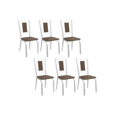 Imagem de Kit 6 Cadeiras de Cozinha Florença 2C005 Aço 6 Uni Cromado/Marrom 21 - Kappesberg