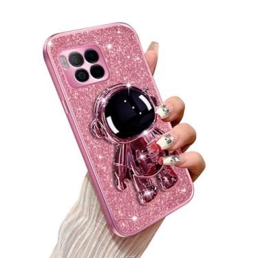 Imagem de Annyojo Capa de telefone para T-Mobile Revvl 7 Pro com suporte de astronauta e cordão macio TPU Bling capa de proteção à prova de choque para T-Mobile Revvl 7 Pro, ouro rosa