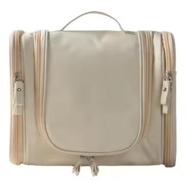 Imagem de Necessaire de Viagem Masculina Feminina Divisórias Organizadoras Academia (Bege)