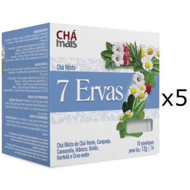 Imagem de Chá 7 Ervas Kit Com 5 Caixas De 10 Sachês Cada - Cha Mais