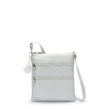 Imagem de Mini bolsa tiracolo Kipling Keiko metálica, Novo metálico brilhante, 8"L x 9"H x 1.25"D