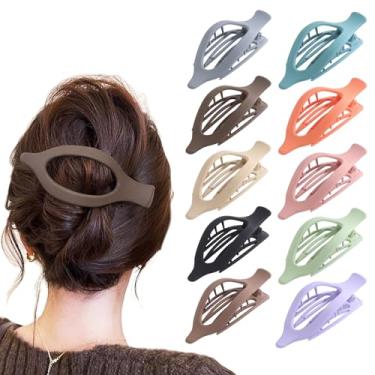 Imagem de 10 presilhas de cabelo plano, presilhas grandes foscas com bico de pato para mulheres e meninas com cabelo grosso e fino